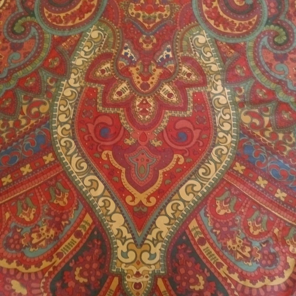 Pottery Barn Mira Rich Red Paisley Full/Queen Duvet + 2 Euro Shams